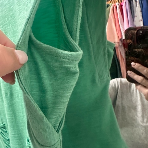 White House Black Market Lace Up Green Peplum Top - Picture 3 of 5